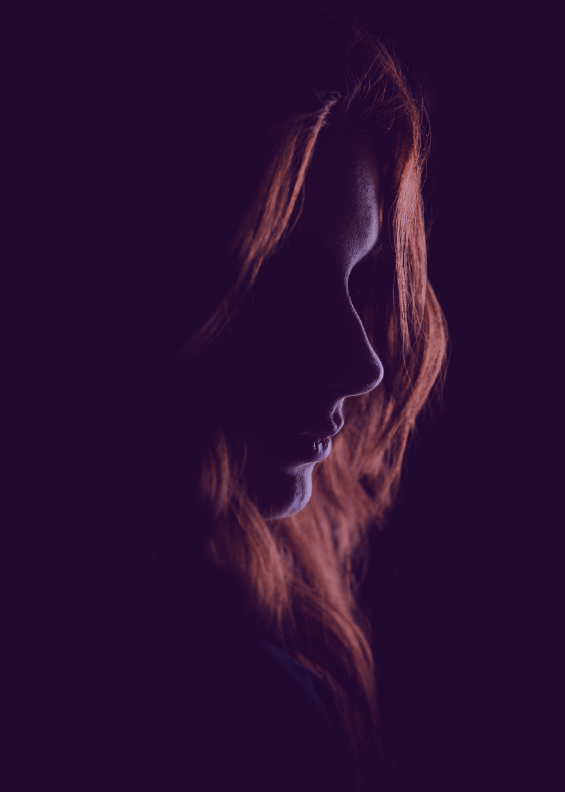 Hello world! silhouette of woman with red hair