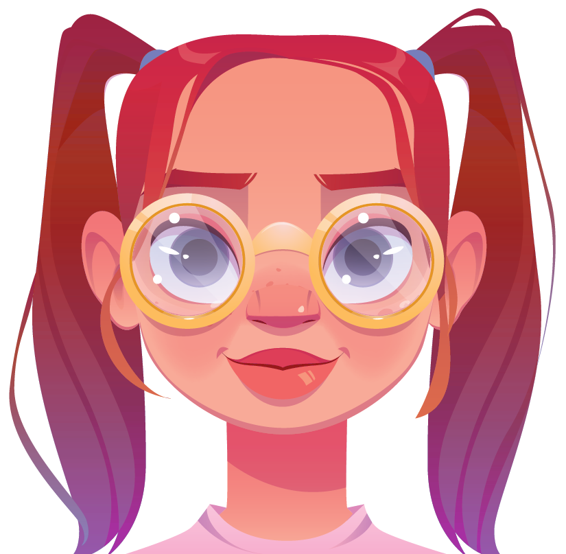 illustration of woman with red hair and glasses
